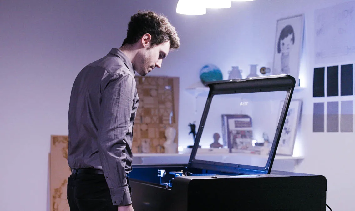 HEXA industrial laser cutter in a production studio