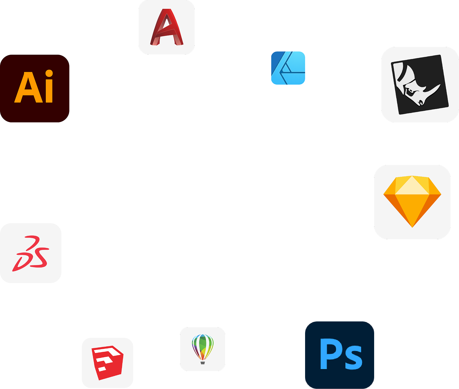 Beam Studioのツールと対応プラットフォームのアイコン