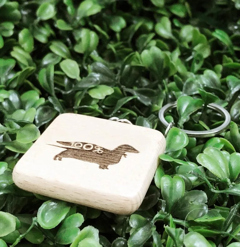 Wooden Pet 100 Percent dachshund key ring