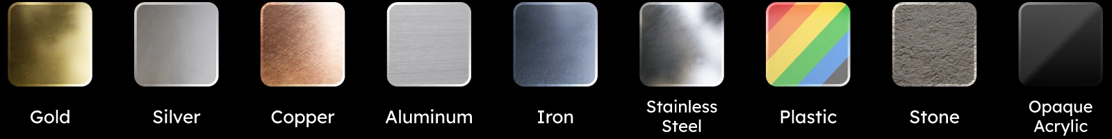 Materials supported by Promark Desktop